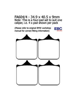 Klocki hamulcowe EBC FA604/4HH 34.9 x 40.5 x 9mm na przód.