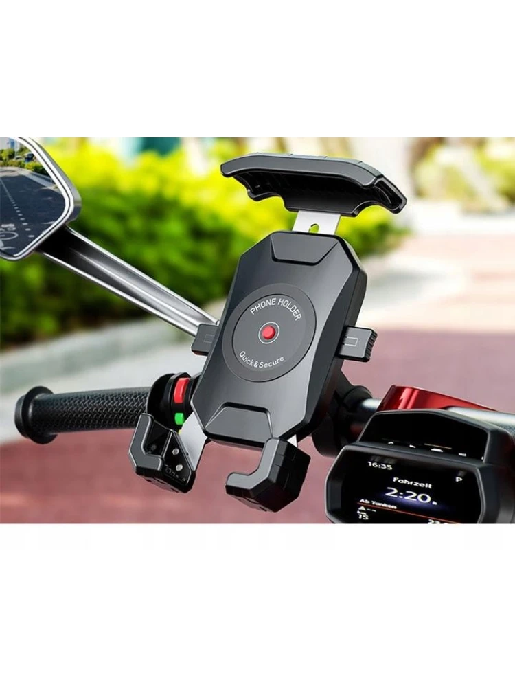 Uchwyt motocyklowy na telefon Biketec, montowany na kierownicę/ lusterko czarny [Typ: R15-METAL]
