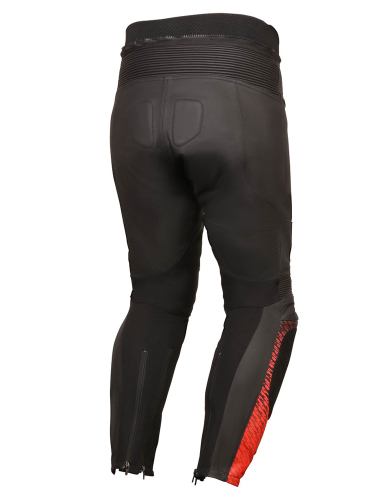 Spodnie motocyklowe skórzane Modeka Yron czarno-czerwone