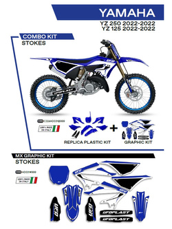 Komplet plastików i naklejek UFO Stokes do Yamahy YZ 125/250 (22-) niebiesko-czarno-biały