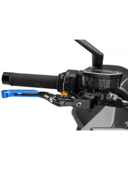 Regulowana dźwignia hamulca PUIG 4.0 Evo z zawiasem 90 stopni [przedłużana] niebieska