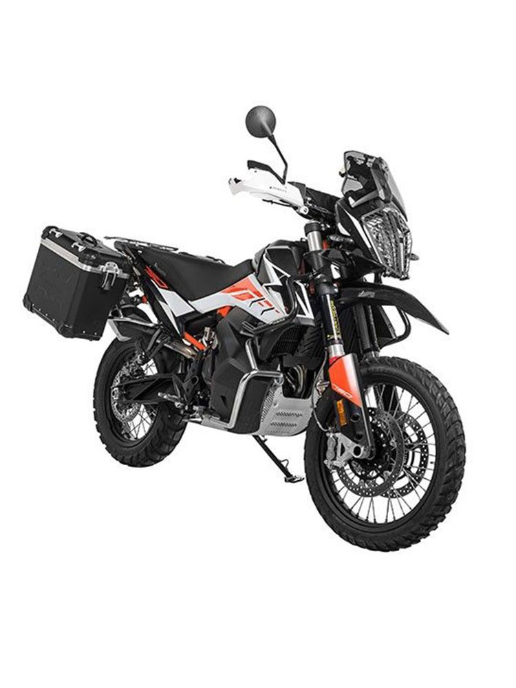 Zestaw: kufry boczne czarne Zega Evo + stelaże srebrne Touratech KTM 890 Adventure/R, 790 Adventure/R (38/38L)