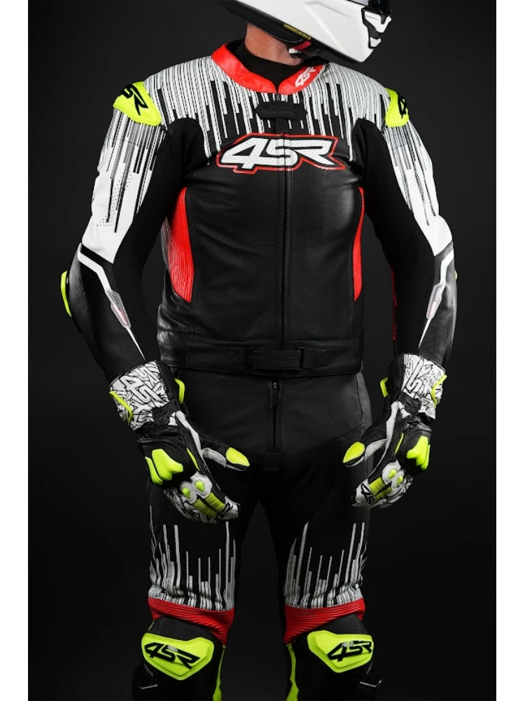Kombinezon motocyklowy dwuczęściowy 4SR RR Stripes AR czarno-biało-czerwony