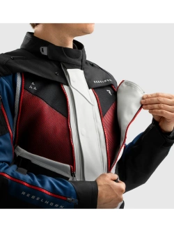 Kurtka motocyklowa tekstylna Rebelhorn Hardy 3.0 czarno-szaro-niebieska