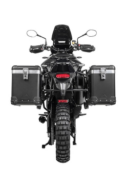Zestaw: kufry boczne z anodowanego aluminium czarne Zega Pro + stelaże czarne Touratech Triumph Tiger 900 Rally / Pro / GT / GT Pro (20-) (38+45L)