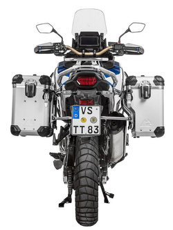 Zestaw: kufry boczne z anodowanego aluminium srebrne Zega Evo X + stelaże srebne Touratech Honda CRF1100L Africa Twin (22-)/ Adventure Sports (2 x 38L)