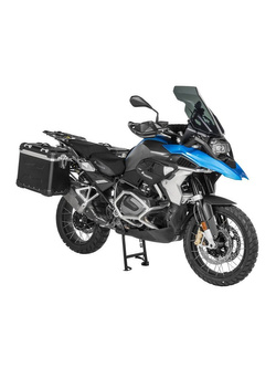 Zestaw: kufry boczne z anodowanego aluminium czarne "And-Black" Zega Evo + stelaże czarne Touratech BMW R1250GS/ R1250GS Adventure/ R1200GS (13-21)/ R1200GS Adventure (14-21) (38+45L)