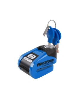 Blokada tarczy hamulcowej Disc Lock Oxford Quartz XA10 z alarmem, czarno-niebieska [trzpień: 10 mm]