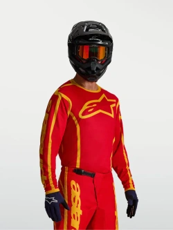 Bluza cross dziecięca Alpinestars MX Fluid Apex V2 czerwono-złota