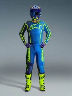 Spodnie cross Alpinestars MX Fluid Apex czarno-niebieskie-fluo