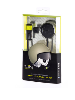 Zestaw słuchawkowy Twiins HF1 Dual 5.0 do kasku motocyklowego, mocowany na rzep