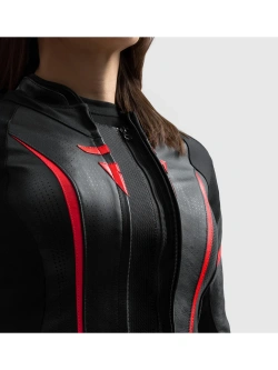 Kurtka motocyklowa damska skórzana Rebelhorn Diva ST czarno-czerwono-biała