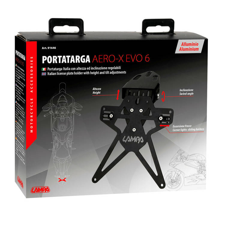 Uniwersalne mocowanie tablicy rejestracyjnej Lampa Aero-X Evo 6 z regulacją wysokości i pochylenia