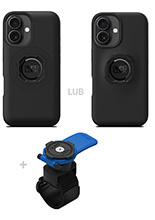 Zestaw: etui na telefon iPhone 16 oraz uchwyt Quad Lock montowany za pomocą paska z szybkozłączką