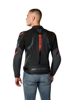 Kurtka motocyklowa skórzana REV’IT! Hyperspeed 3 Air czarno-fluo czerwona