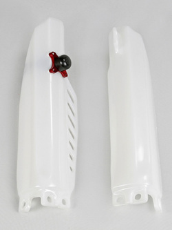 Osłony teleskopów z blokadą UFO do Honda CR 85 (03-21), CRF 150R (07-21) białe