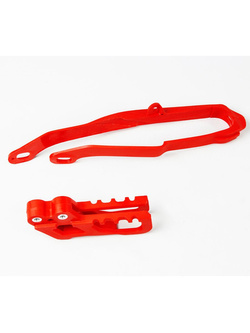 Komplet ślizg+prowadnica łańcucha UFO do Hondy CR 125/250 (00-04), CRF 250R/X (04), CRF 450R (02-04) czerwone