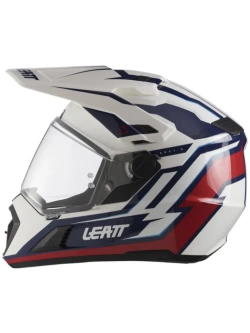 Kask enduro Leatt Moto 7.5 Royal biało-niebiesko-czerwony z goglami czarno-biało-czerwonymi
