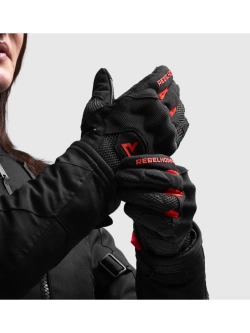 Rękawice motocyklowe letnie damskie Rebelhorn Core czarno-czerwone