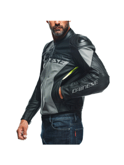 Kurtka motocyklowa skórzana Dainese Racing 4 szaro-czarna