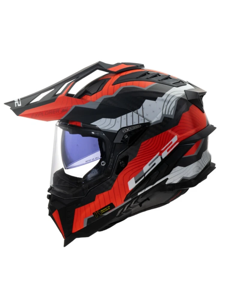 Kask adventure LS2 MX701 Explorer C Trick czarno-szaro-czerwony
