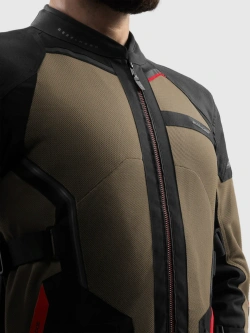 Kurtka motocyklowa tekstylna Rebelhorn Scandal 3 brązowo-czarno-czerwona