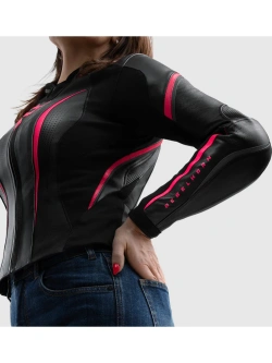 Kurtka motocyklowa damska skórzana Rebelhorn Diva ST czarno-różowa