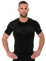 Koszulka Brubeck Dry z krótkim rękawem czarno-szara