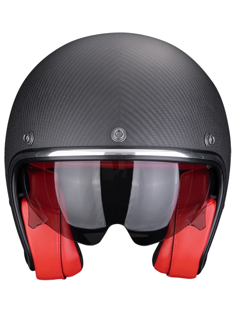 Kask otwarty Scorpion Belfast Evo Carbon Solid czarno-czerwony matowy