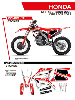 Komplet naklejek UFO Stokes do Hondy CRF 250R (22-), CRF 450R (21-) czerwony