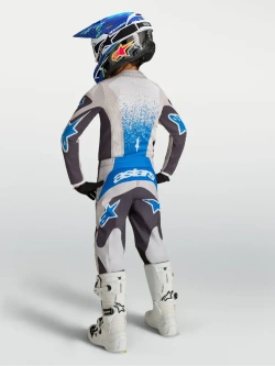 Spodnie cross dziecięce Alpinestars MX Fluid Drag czarno-szaro-niebieskie
