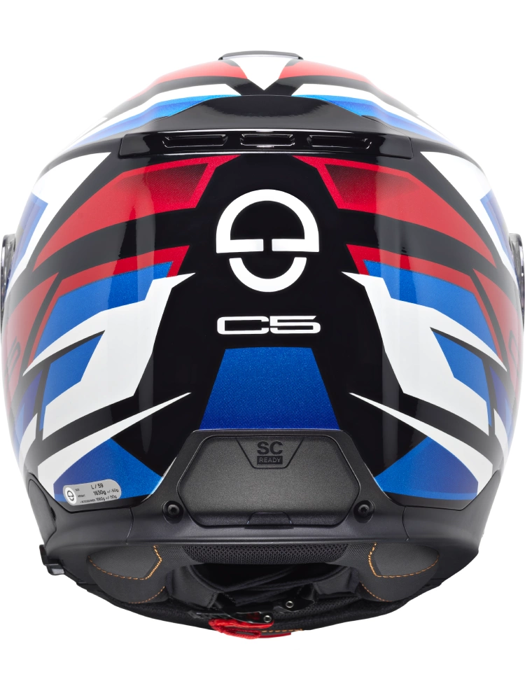 Zestaw: Kask szczękowy Schuberth C5 Zenith czarno-niebiesko-czerwony połysk + dedykowany interkom motocyklowy