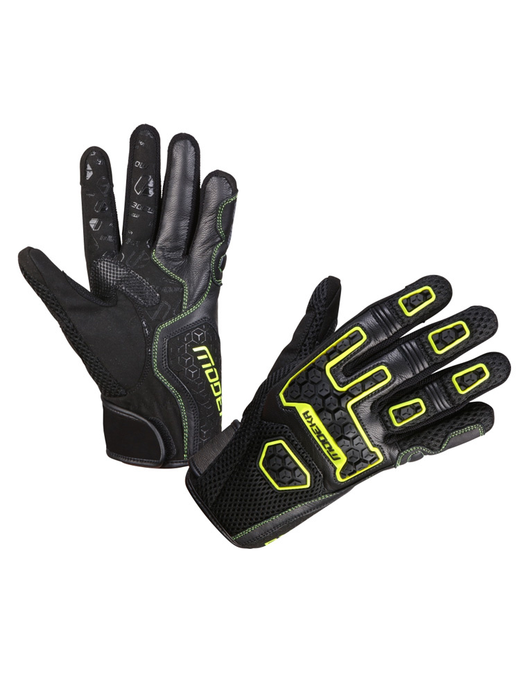 Rękawice motocyklowe Modeka Dracon czarno-fluo żółte