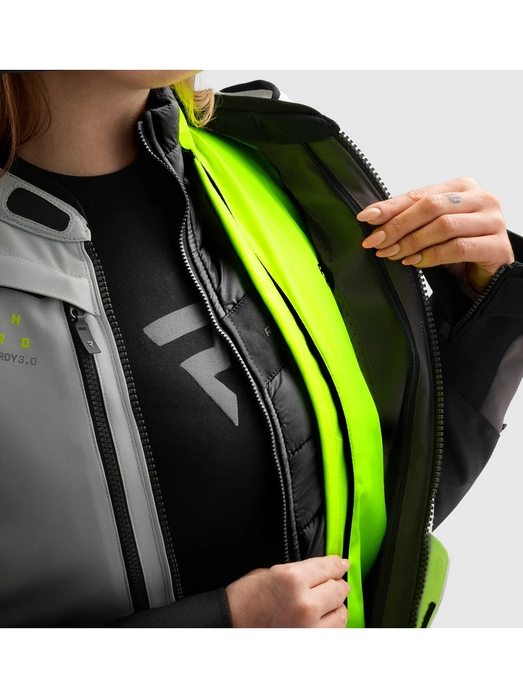 Kurtka motocyklowa damska tekstylna Rebelhorn Hardy 3.0 czarno-szaro-żółta