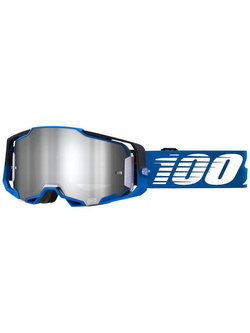 Gogle motocyklowe 100% Armega Oversized Rockchuck z szybką lustrzaną niebiesko-czarno-białe
