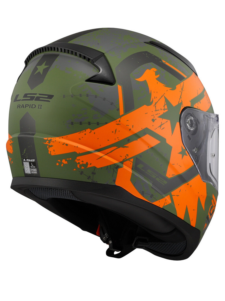 Kask integralny LS2 FF353 Rapid II Thunderbirds zielono-pomarańczowy matowy