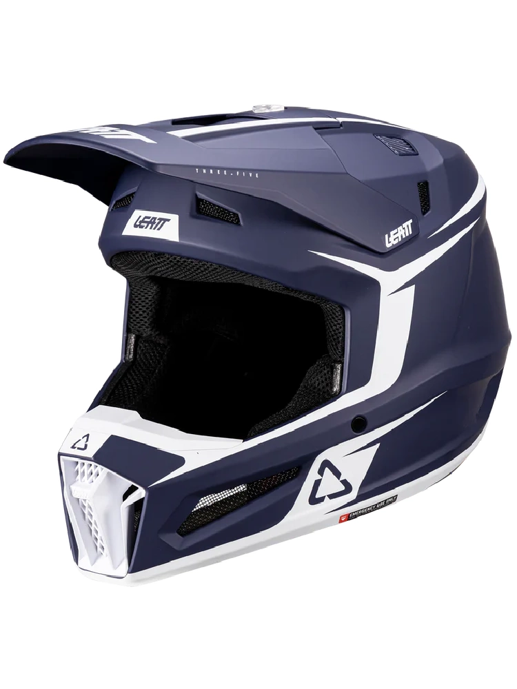 Kask dziecięcy enduro Leatt Moto 3.5 V25 z goglami czerwono-niebiesko-białymi