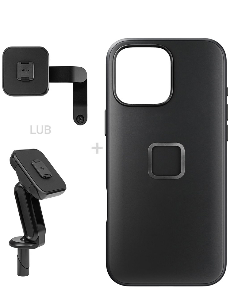 Zestaw na motocykl: etui Peak Design Mobile Everyday Clarino do smartfona iPhone 16 Pro Max + mocowanie motocyklowe