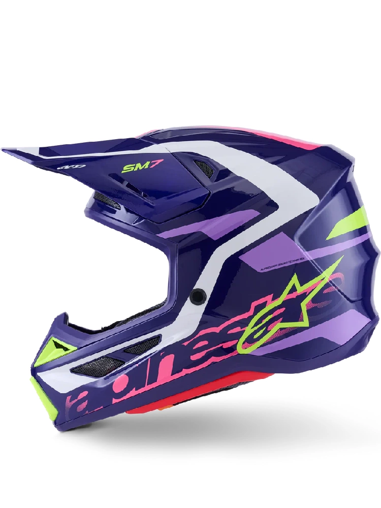Kask enduro Alpinestars SM7 Deed fioletowo-różowy-fluo połysk