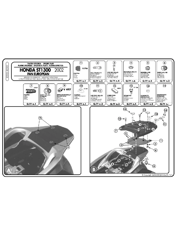 Stelaż pod kufer centralny Monokey Kappa Honda Pan European ST 1300 (02-14)