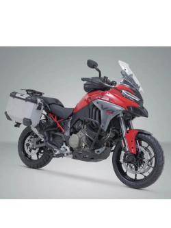 Zestaw: kufry boczne + stelaże PRO TRAX ADV SW-Motech Ducati Multistrada V4/ S/ Pikes Peak (24-) srebrne [poj.: 2 x 37l]