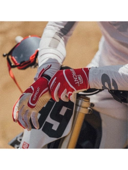 Rękawice cross 100% Ridefit biało-czerwone