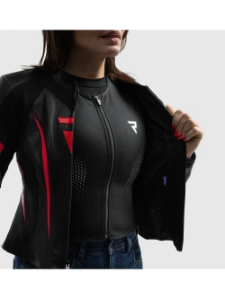 Kurtka motocyklowa damska skórzana Rebelhorn Diva ST czarno-czerwono-biała