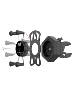 Uchwyt na telefon RAM X-Grip z adapterem tłumiącym wibracje i małą klamrą zaciskową Tough-Claw