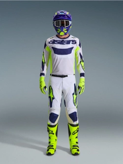 Spodnie cross Alpinestars MX Racer Air Riway szaro-niebieskie-fluo