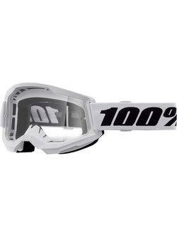 Gogle motocyklowe 100% Strata 2 Everest z przezroczystą szybką czarno-białe