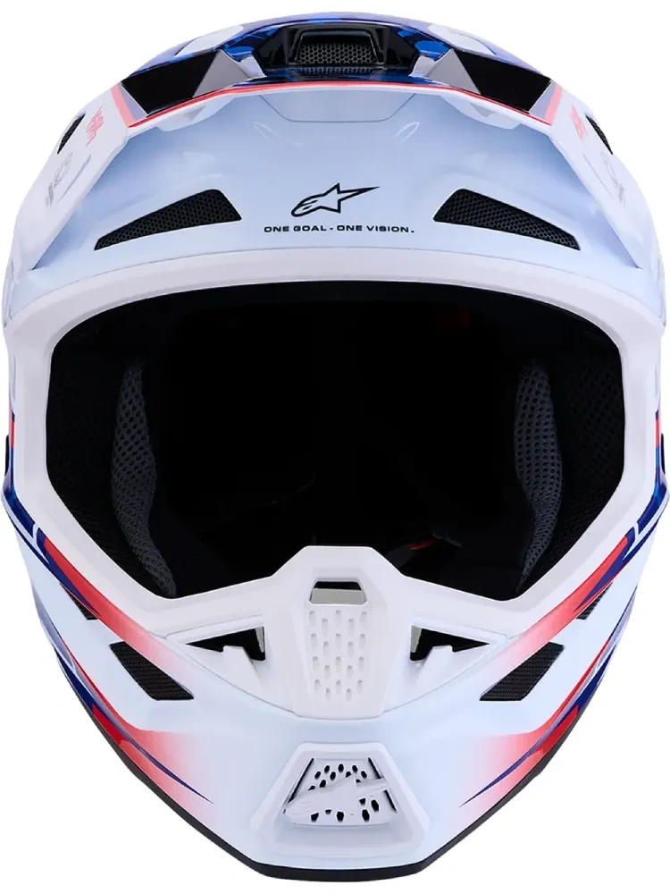 Kask enduro Alpinestars SM7 Blaster biało-niebiesko-czerwony połysk