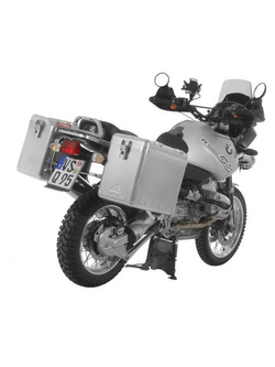 Zestaw: kufry boczne srebrne Zega Mundo + stelaże srebrne Touratech BMW R1150GS/ R1100GS/ R850GS (38+45L)