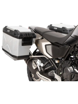 Zestaw: kufry boczne + stelaże Hepco&Becker Xplorer Cutout Yamaha Tenere 700 (25-) srebrne