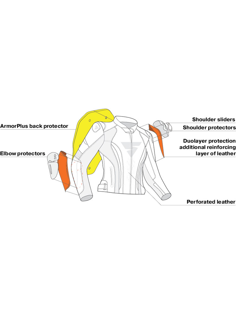 Kurtka motocyklowa damska skórzana Shima Miura 2.0 czerwona-fluo